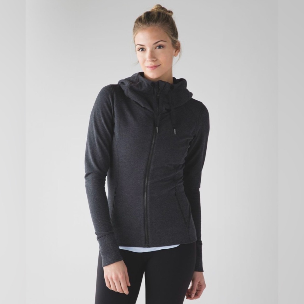 Lululemon Harmony Hoodie in Heathered Black Women’s 8 active Athleisure workout